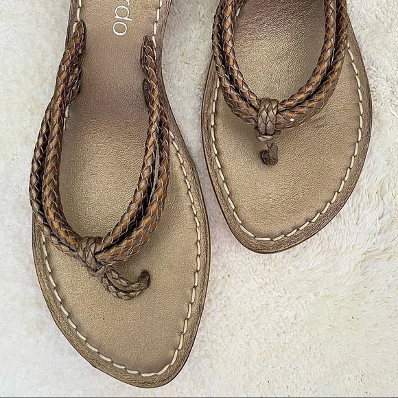 NEW Bernardo Sandals 12 Medium Leather Double Braid BRONZE & PEWTER Chic Luxury - Picture 5 of 15